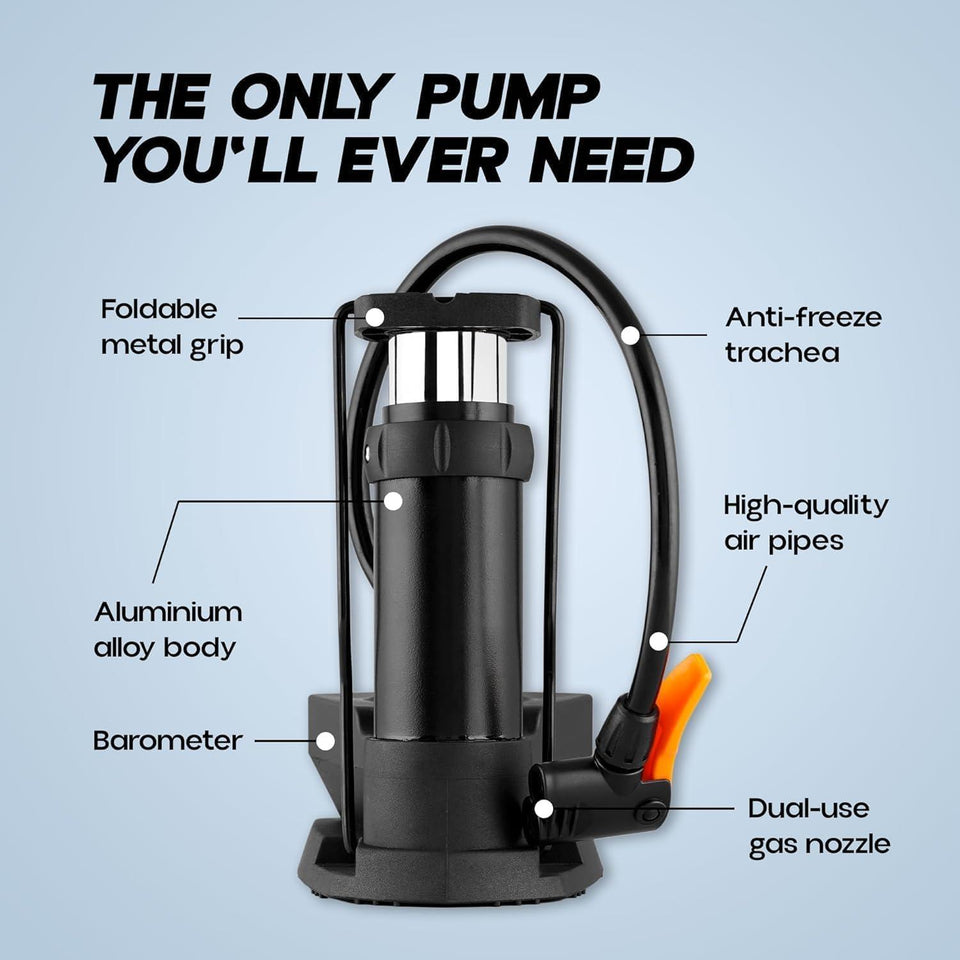 High Pressure Foot Air Pump with Gauge Heavy-Duty Foot Bike Pump for Bicycle Ball Scooter Car Inflatable Toys Mini Pump