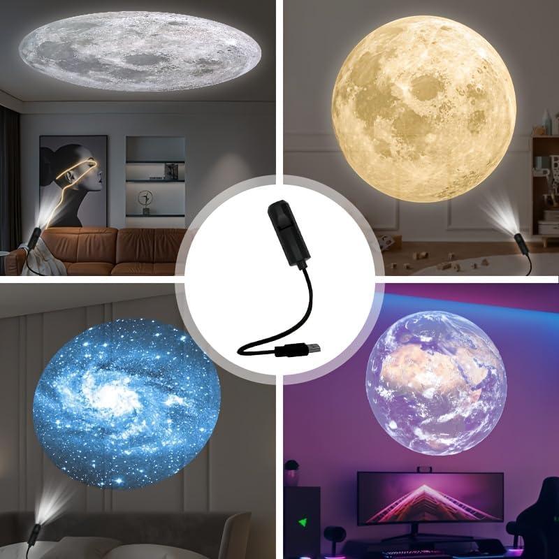 LED Planet Projector Lamp Featuring Planets with Interchangeable Images 360° Rotating
