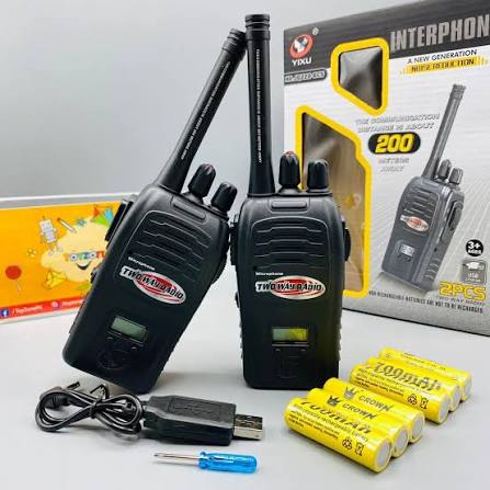 New Portable Black Walkie Talkie Pair With Batteries – Battery Operated